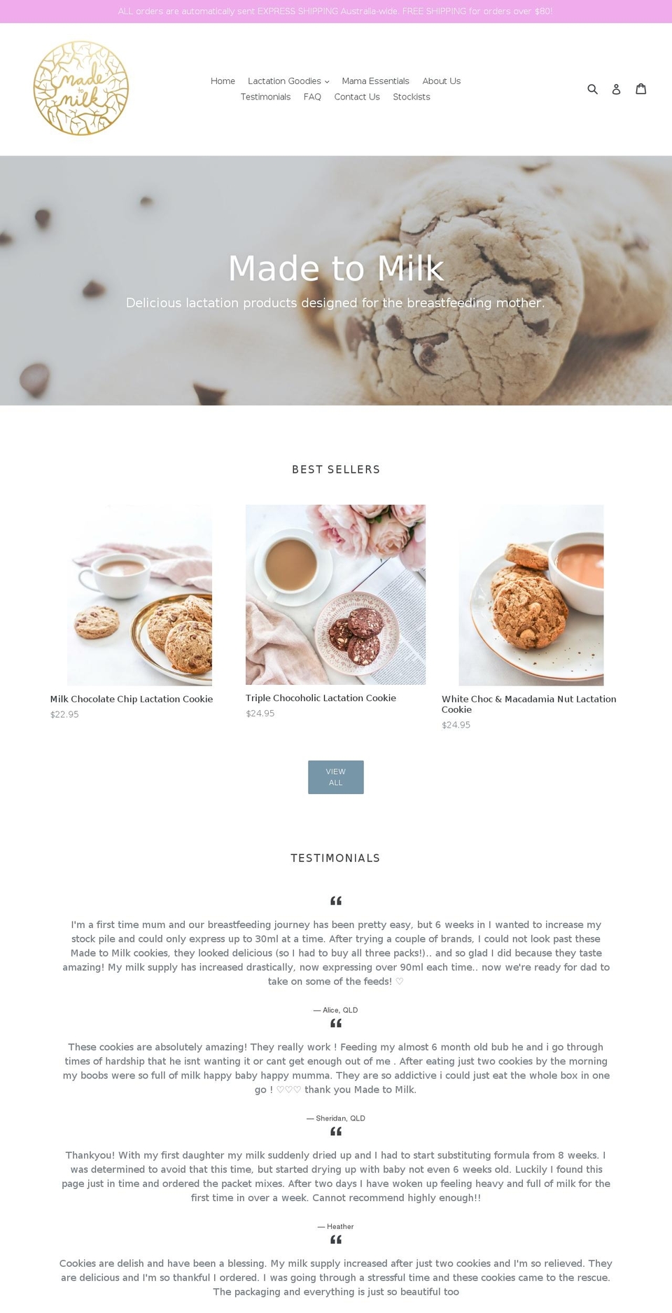 madetomilk.com shopify website screenshot