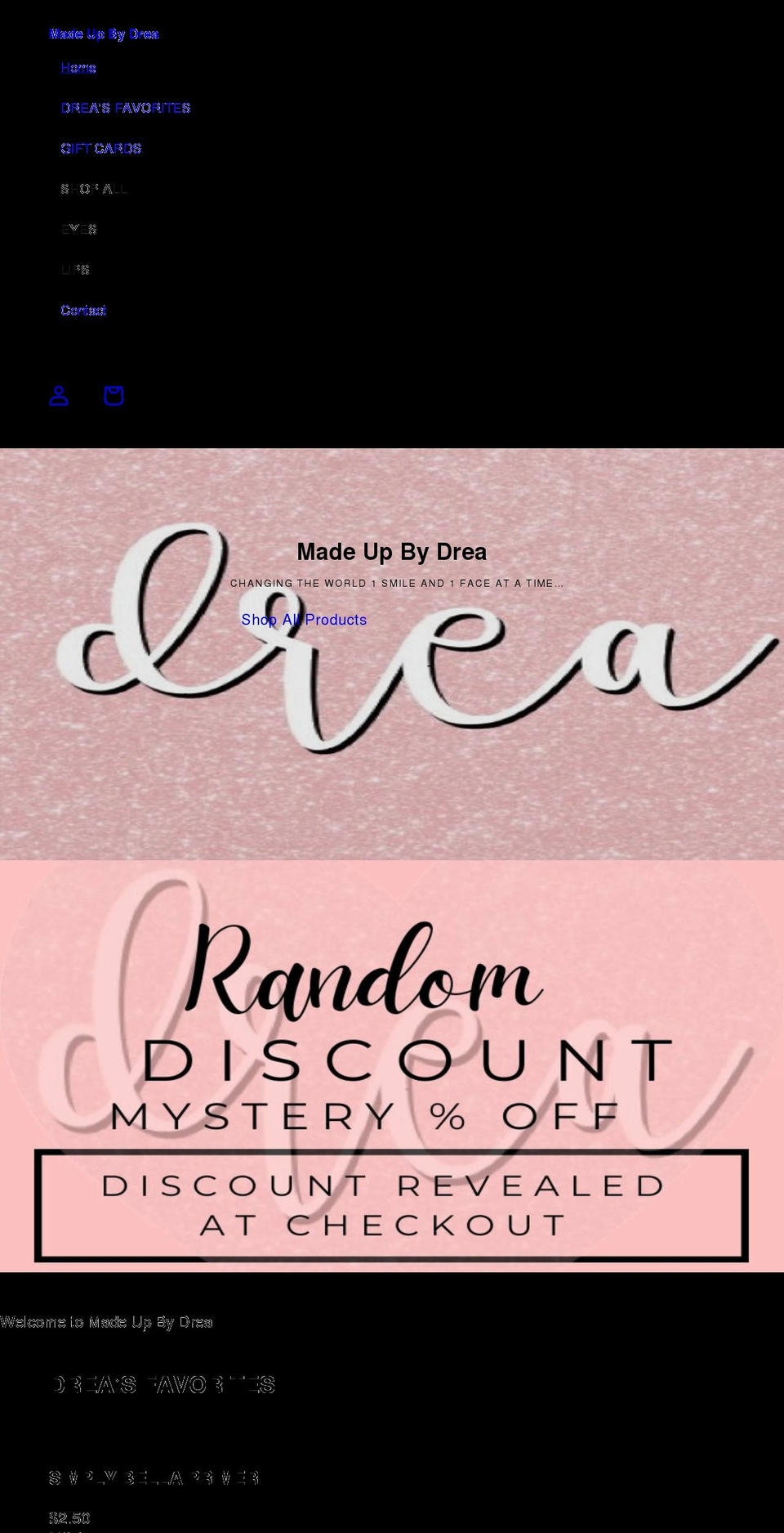 madeupbydrea.com shopify website screenshot