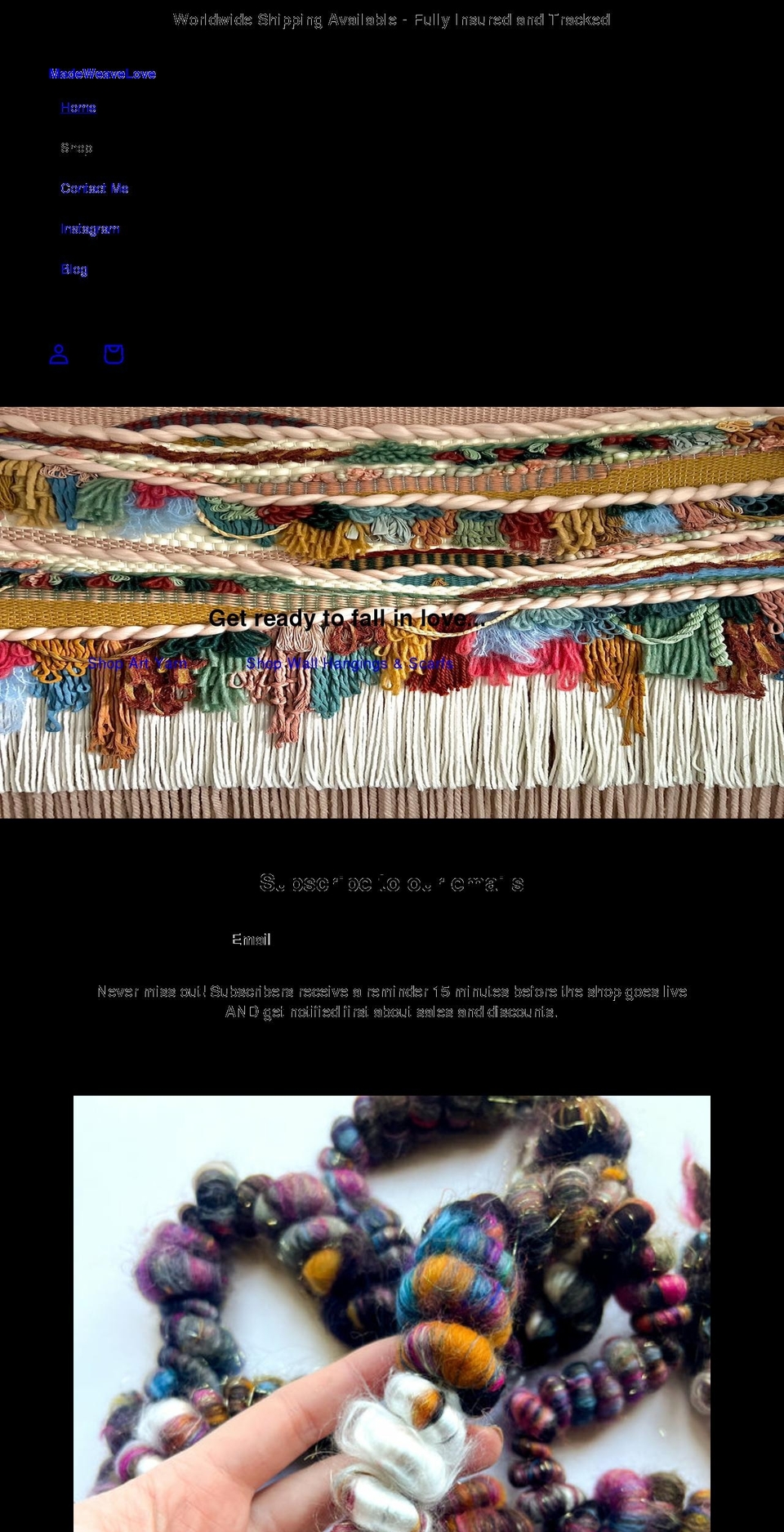 madeweavelove.com shopify website screenshot
