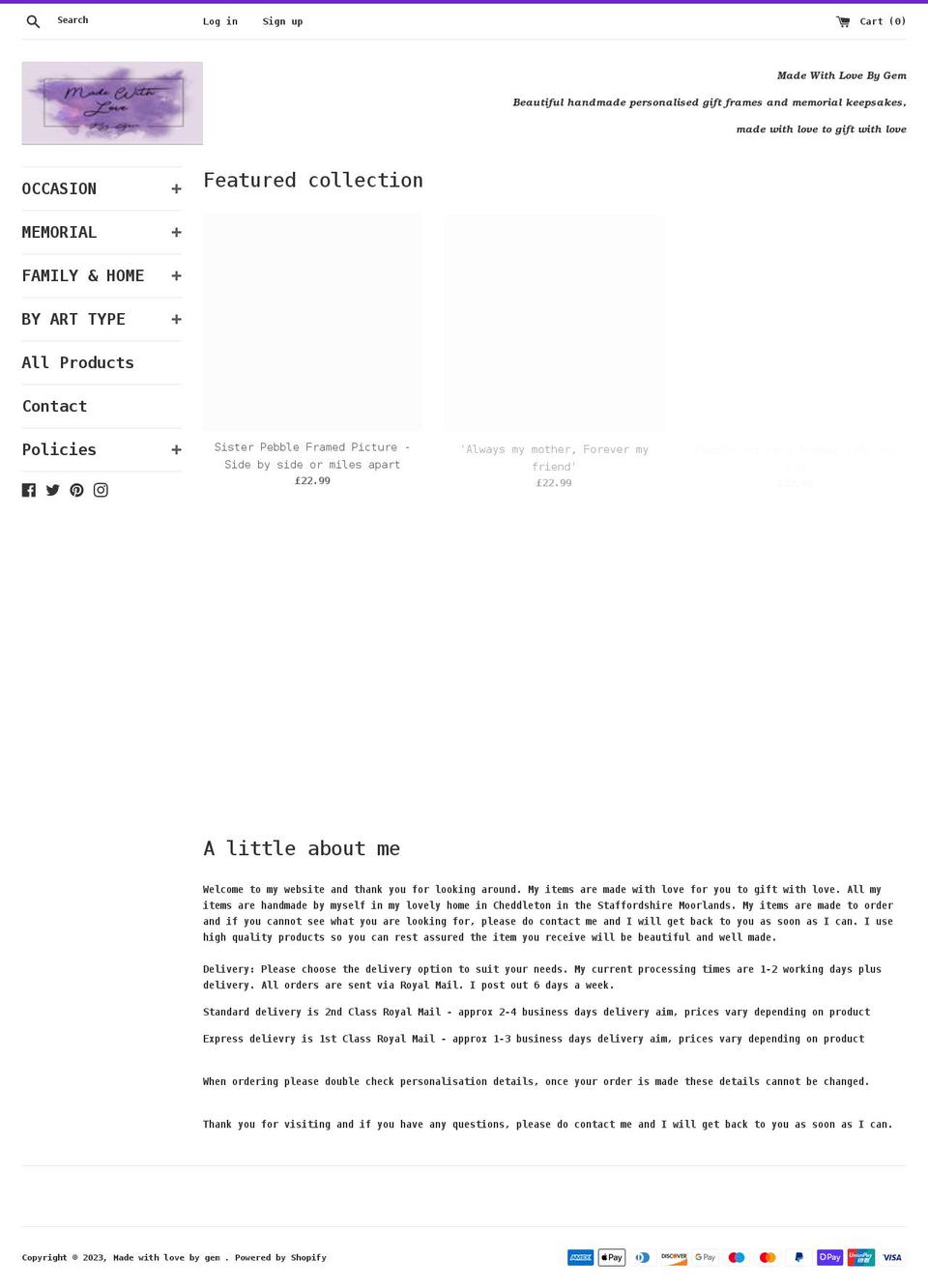 madewithlovebygem.com shopify website screenshot