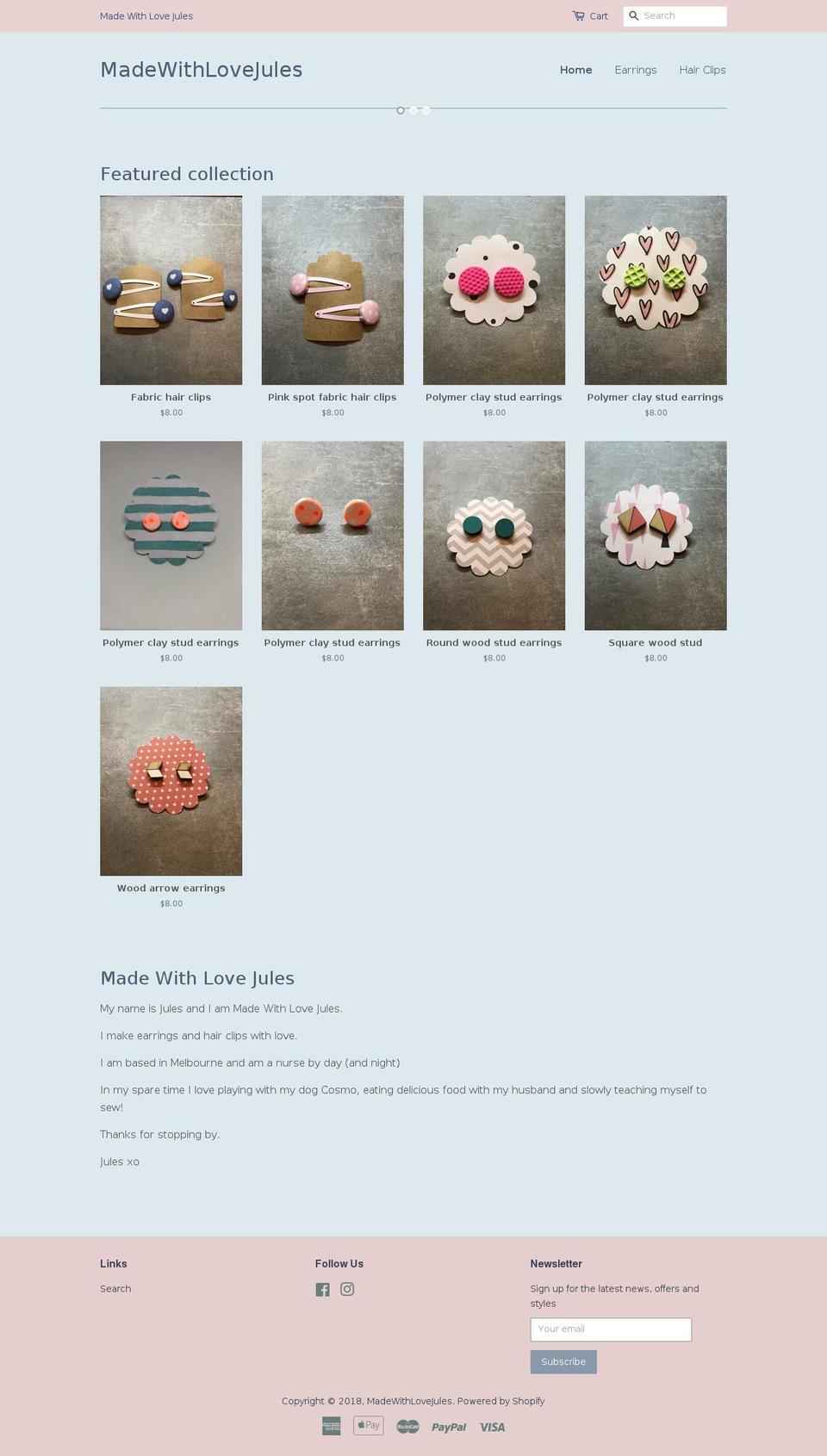 madewithlovejules.com shopify website screenshot