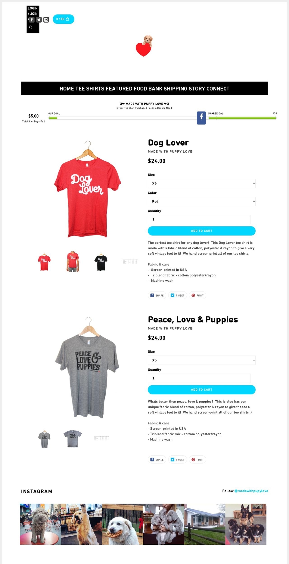 madewithpuppylove.com — Shopify storefront screenshot