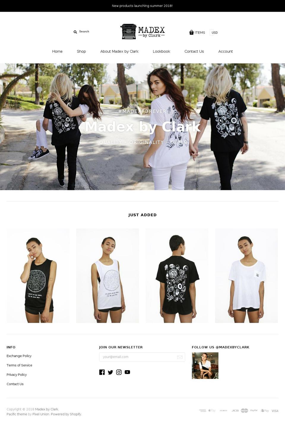 madexbyclark.com — Shopify storefront screenshot