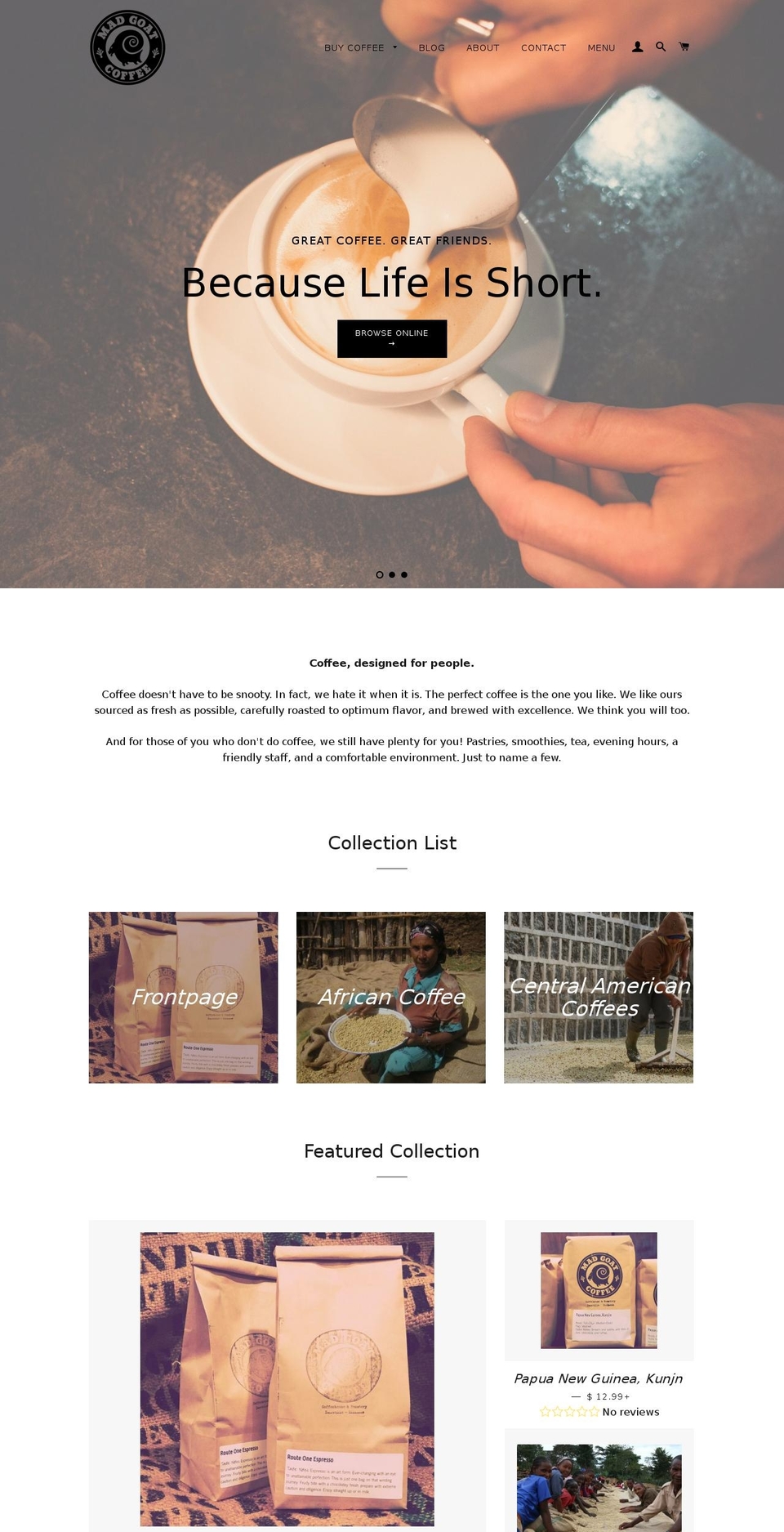 madgoatcoffee.com shopify website screenshot