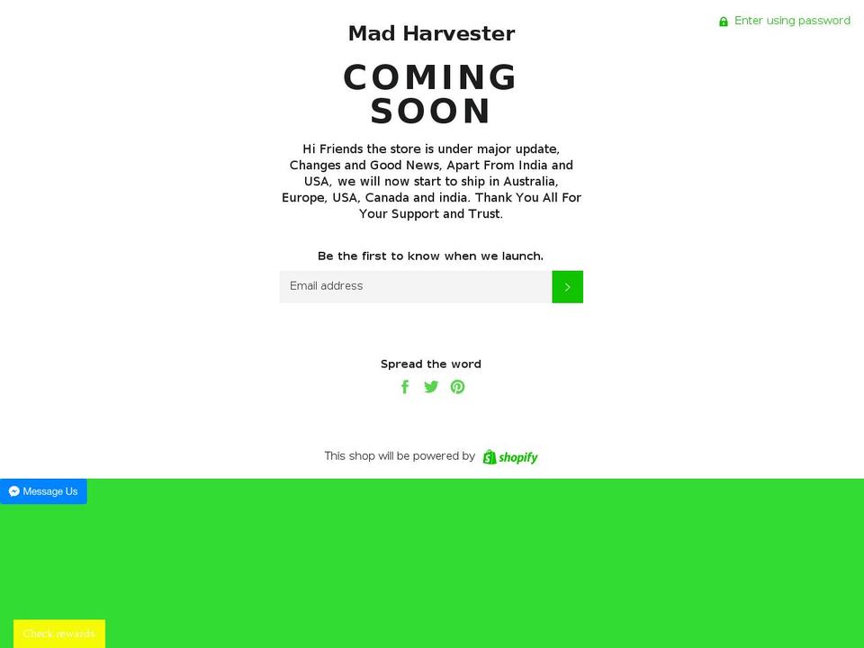 madharvester.com — Shopify storefront screenshot