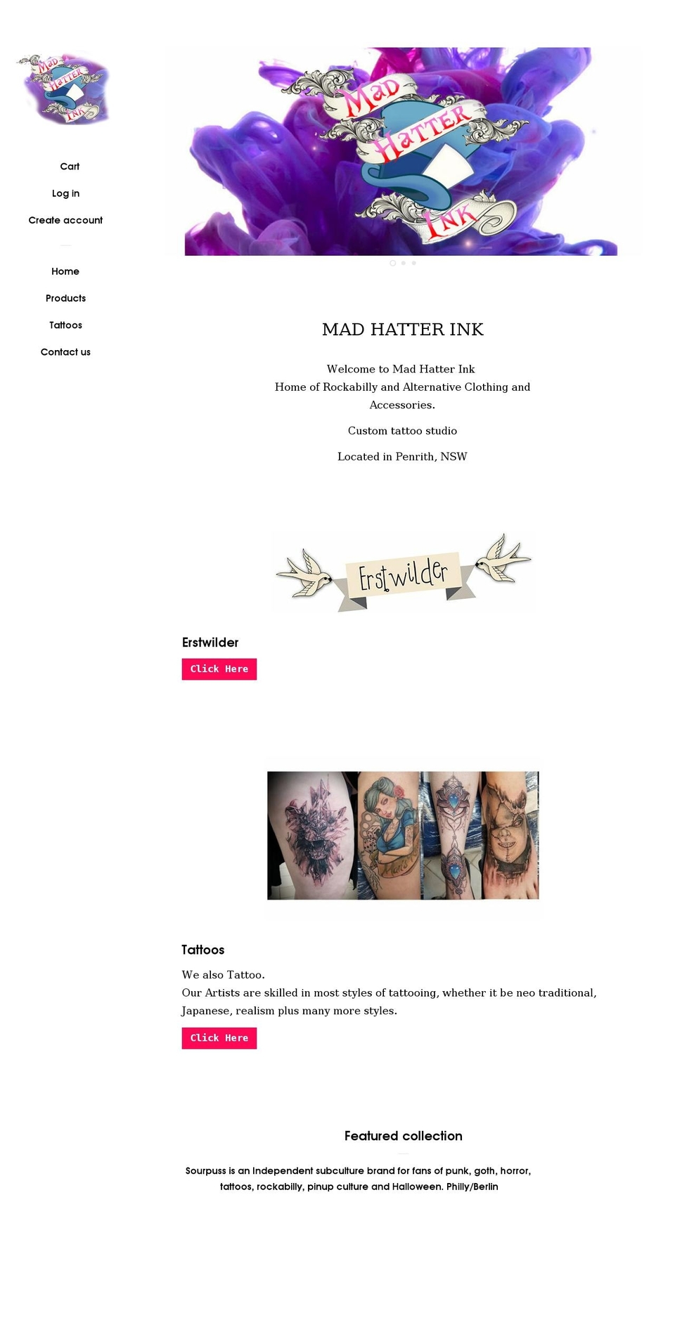 madhatterink.com.au shopify website screenshot