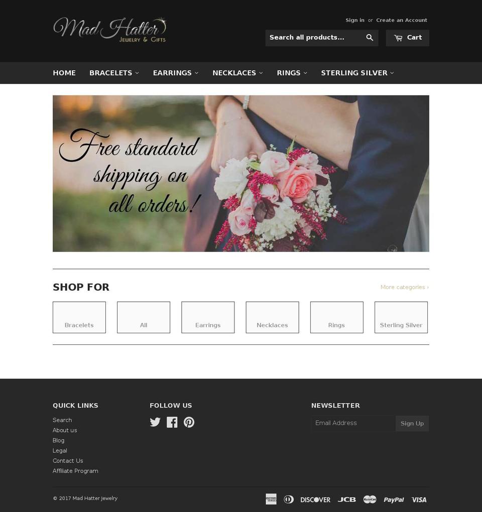 madhatterjewelryco.com shopify website screenshot
