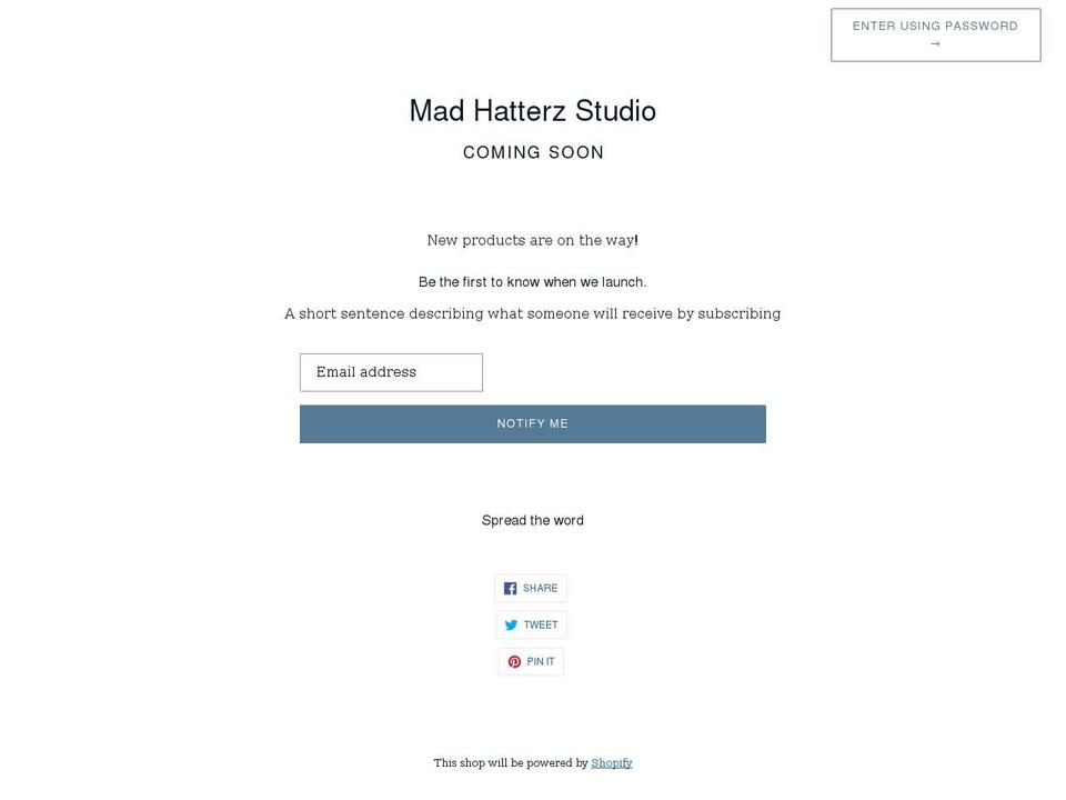 madhatterzstudio.com shopify website screenshot