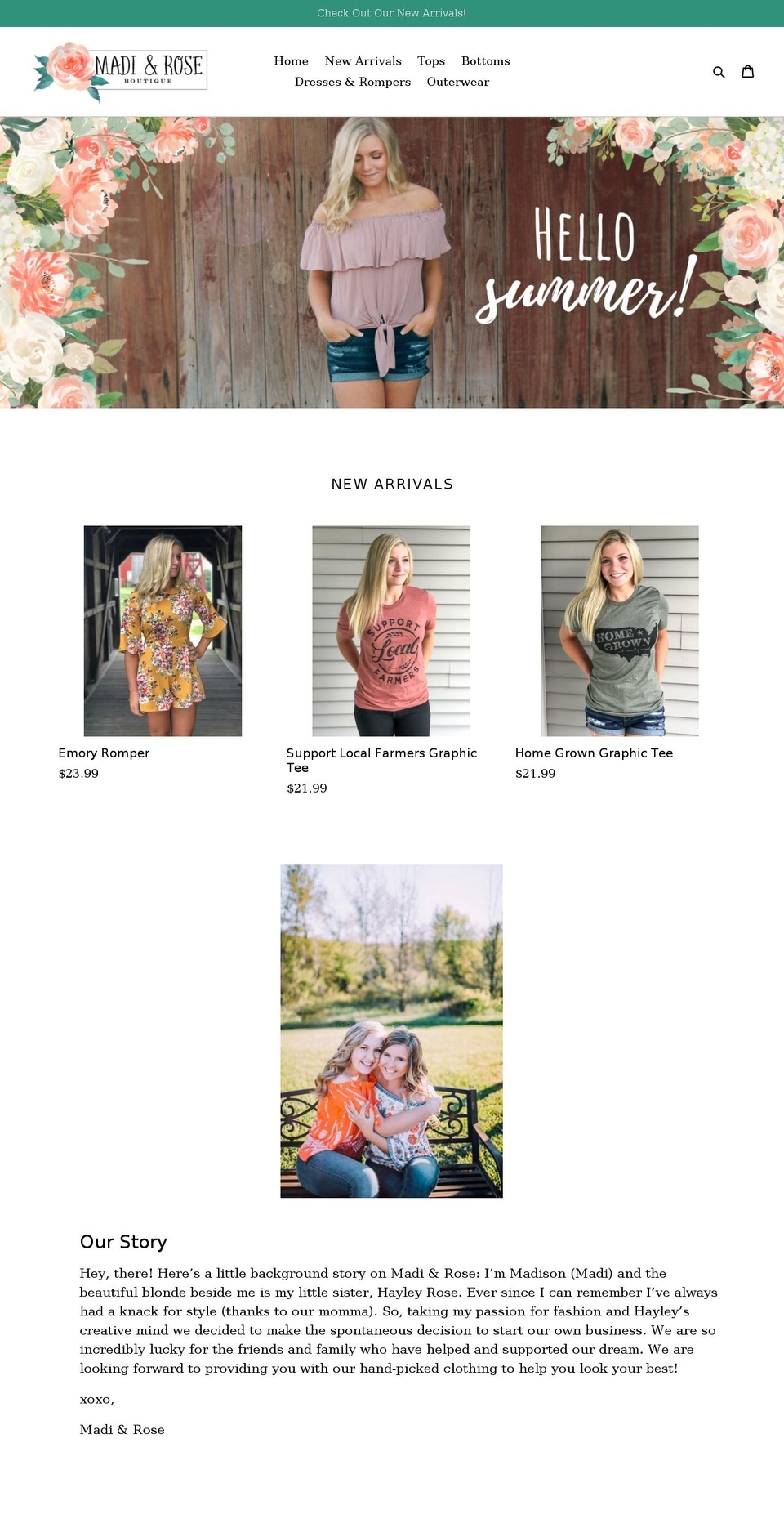 madiandroseboutique.com — Shopify storefront screenshot