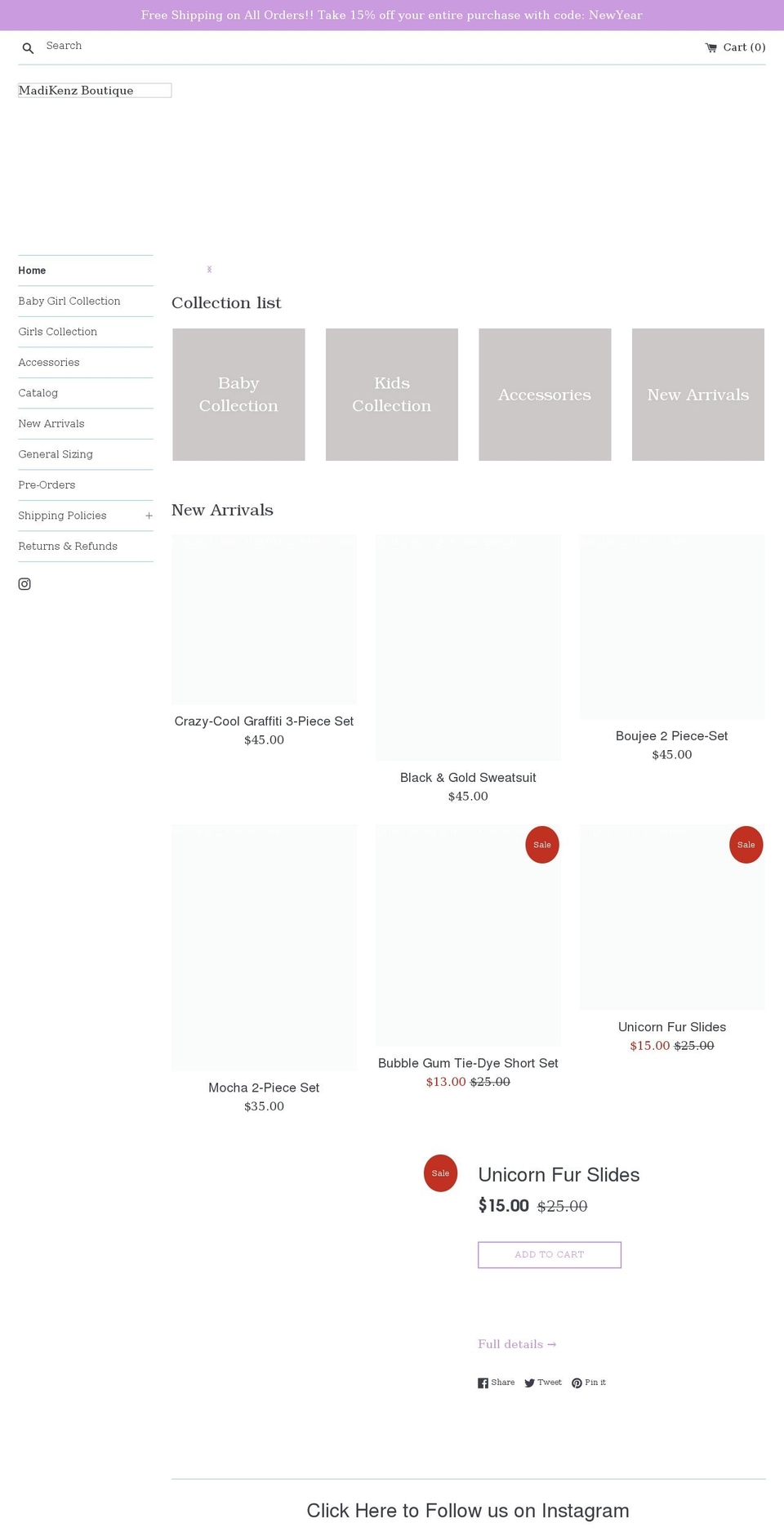 madikenz.com shopify website screenshot
