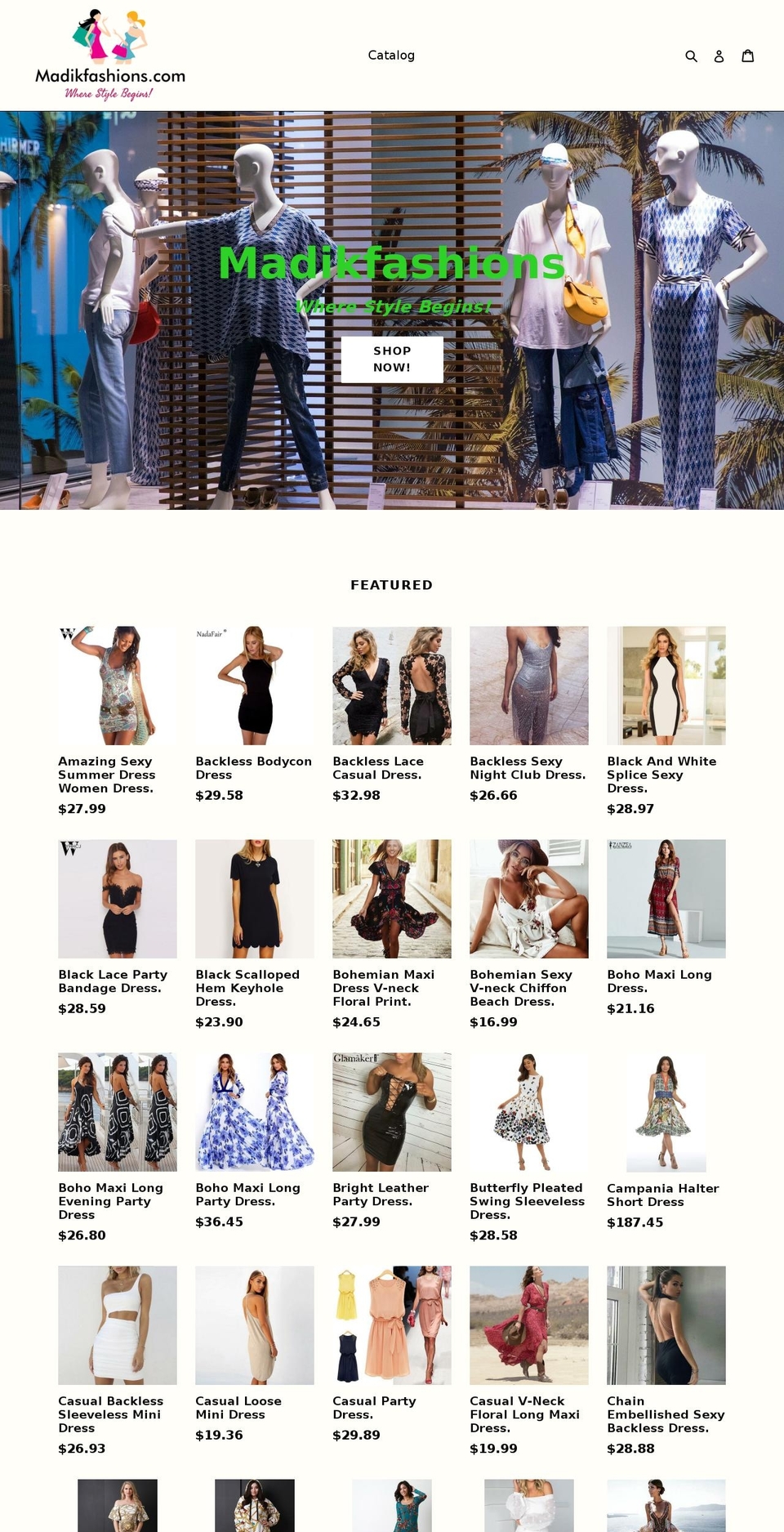 madikfashions.com shopify website screenshot