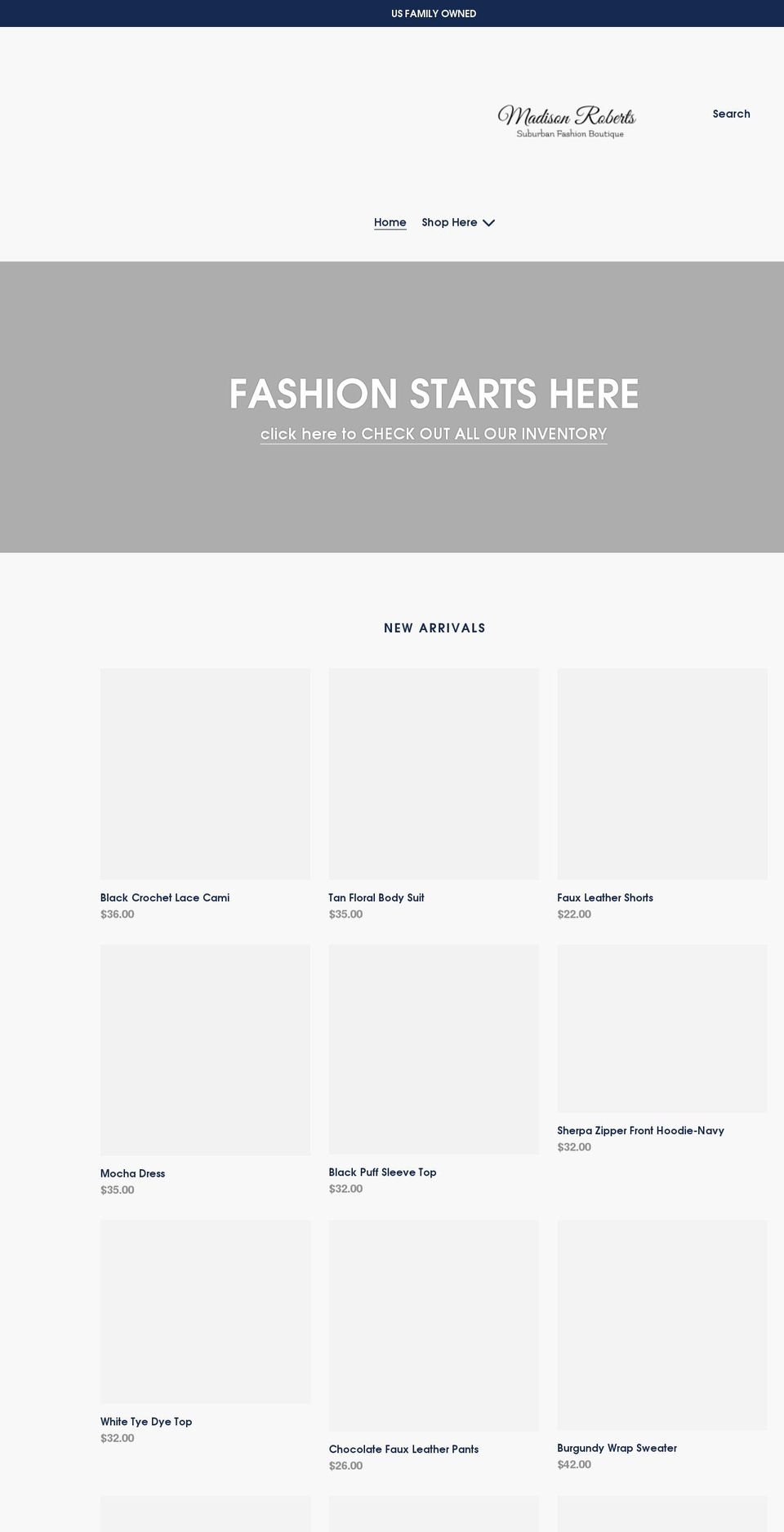 madison-roberts.com shopify website screenshot