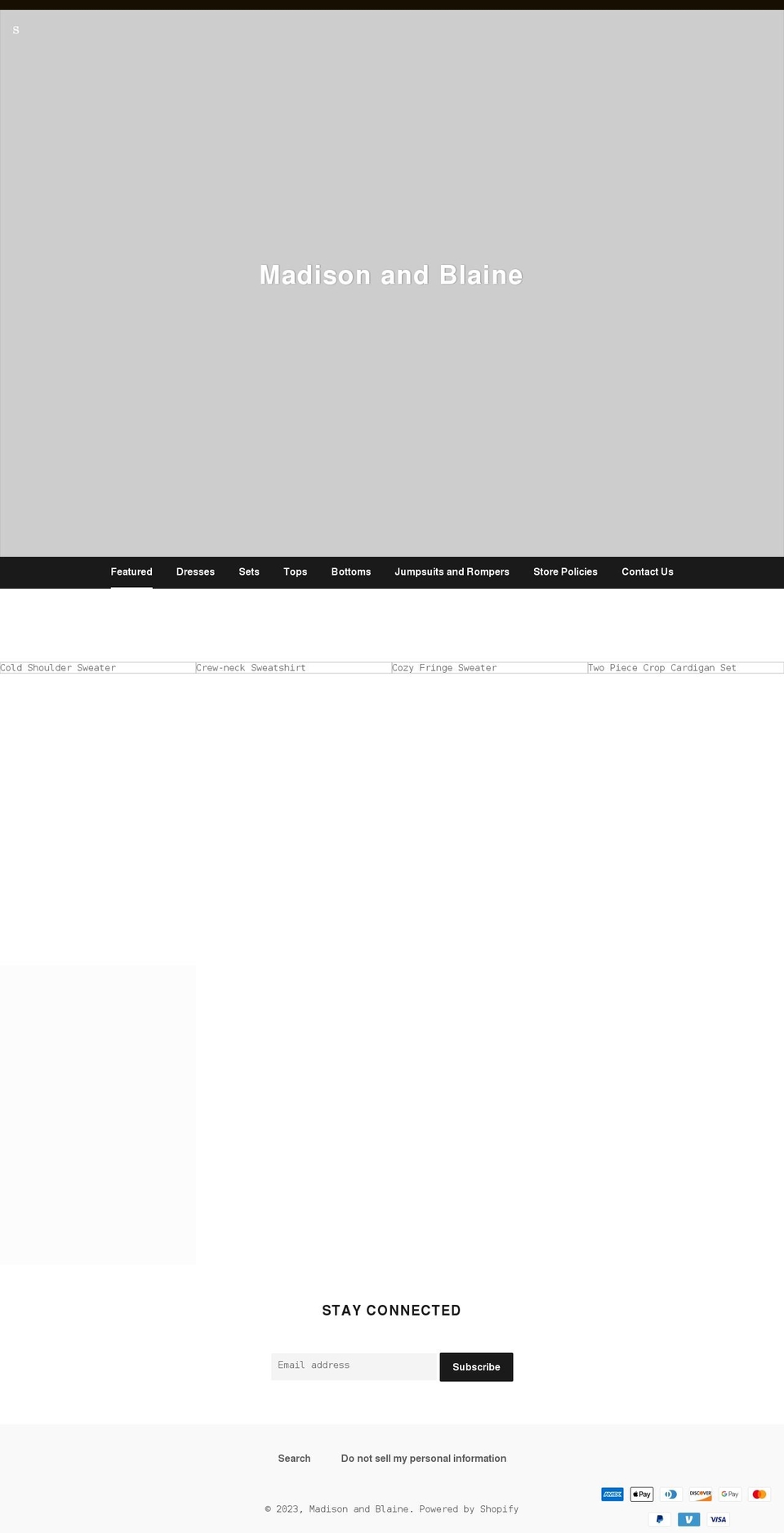 madisonandblaine.com shopify website screenshot