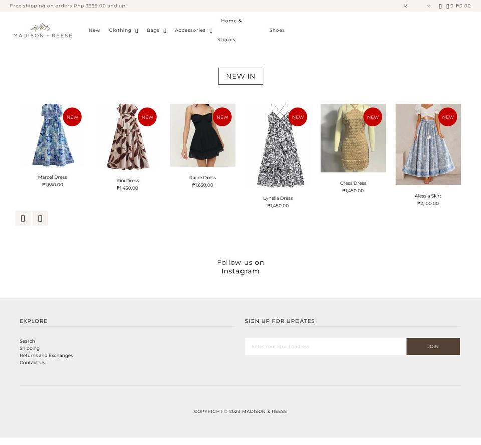 madisonandreese.com — Shopify storefront screenshot