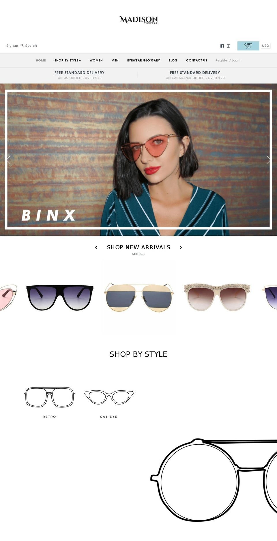 madisoneyewear.com — Shopify storefront screenshot