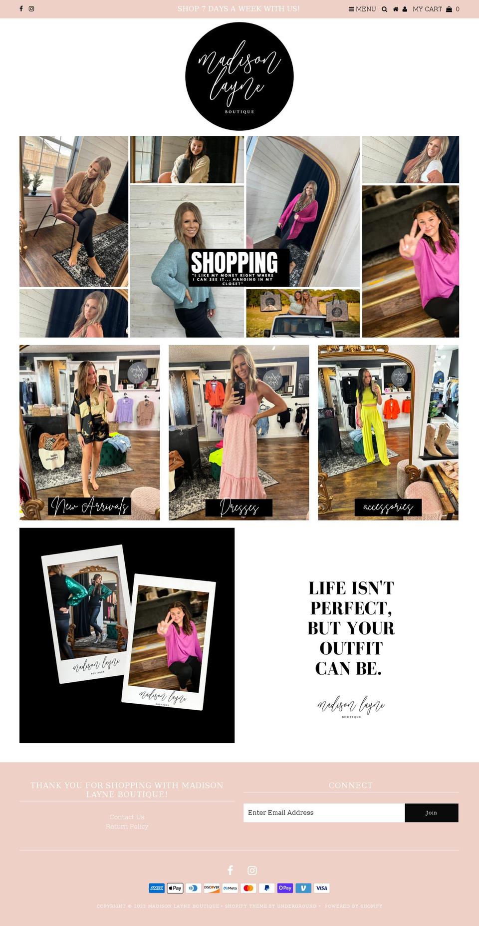 madisonlayneboutique.com shopify website screenshot