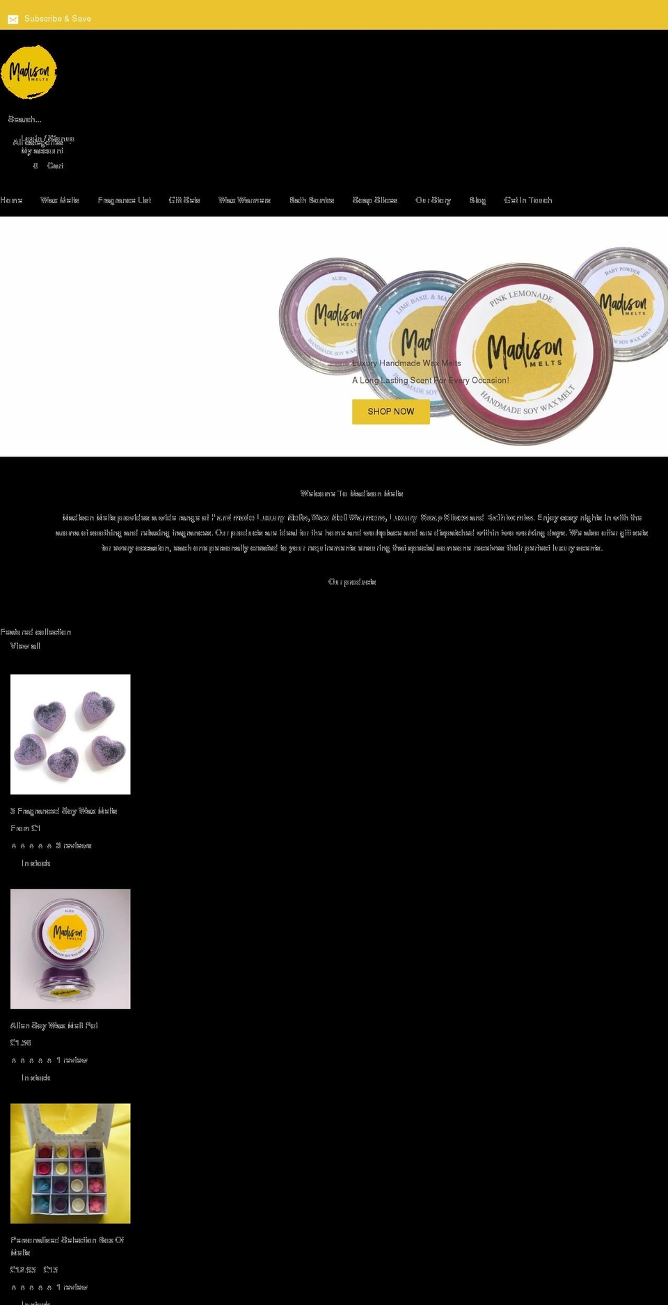 madisonmelts.com — Shopify storefront screenshot