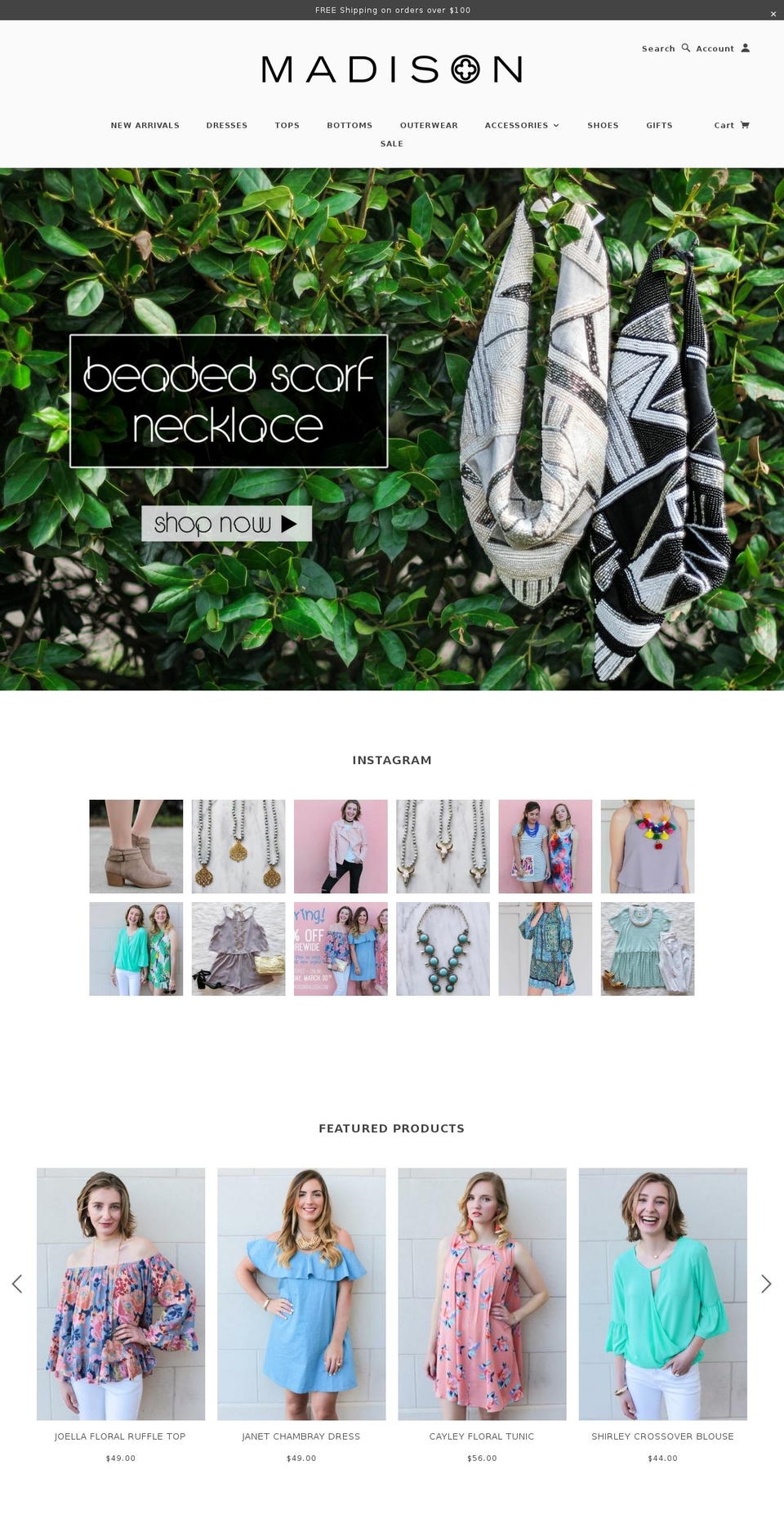 madisonraleigh.com shopify website screenshot