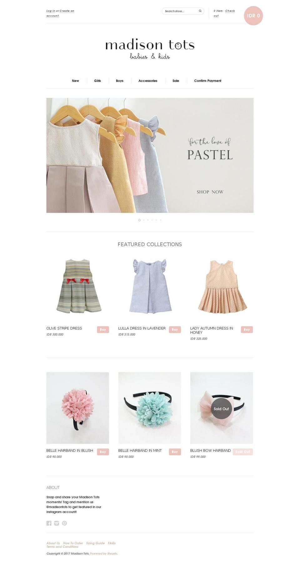 madisontots.com shopify website screenshot