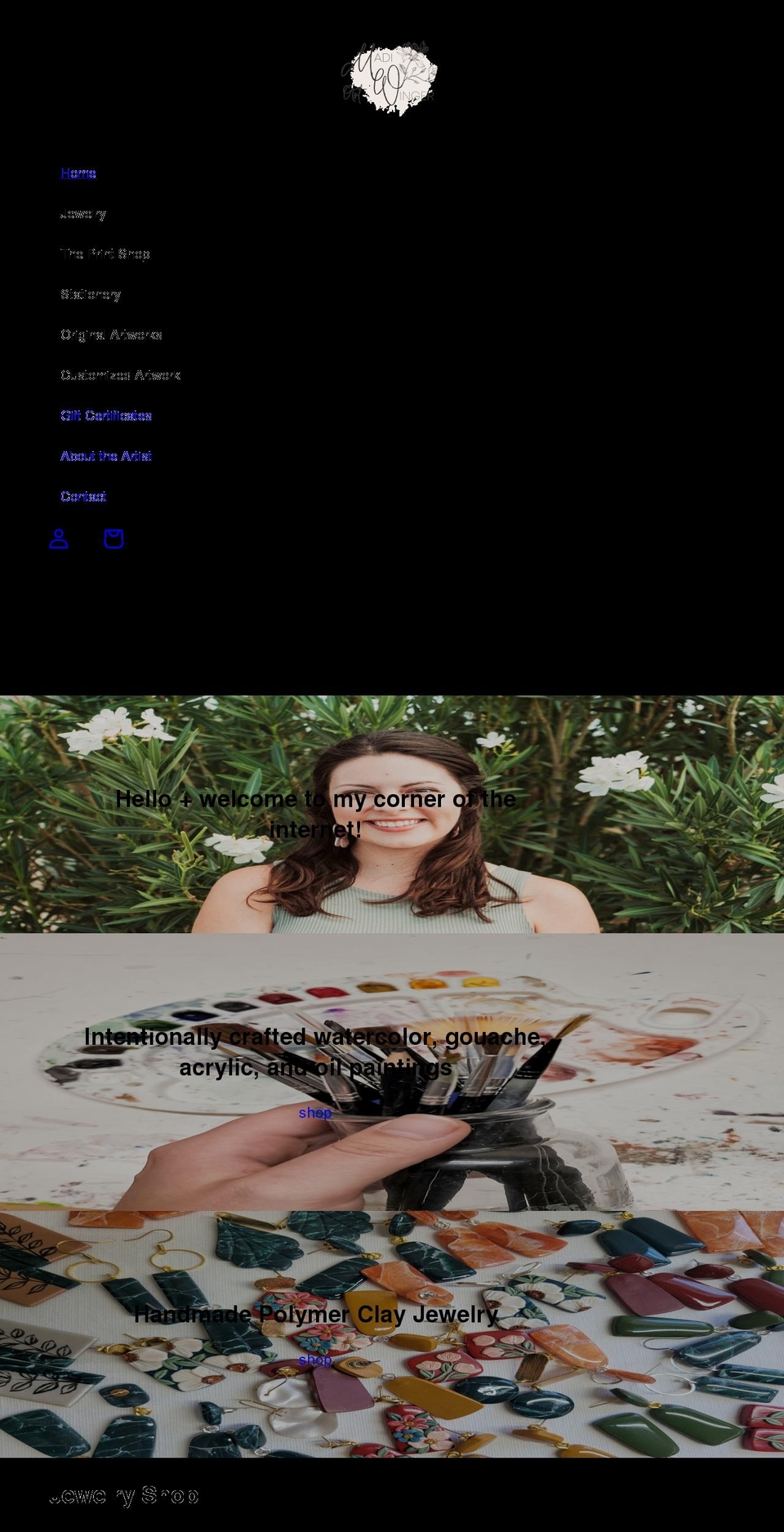 madiwingerart.com shopify website screenshot