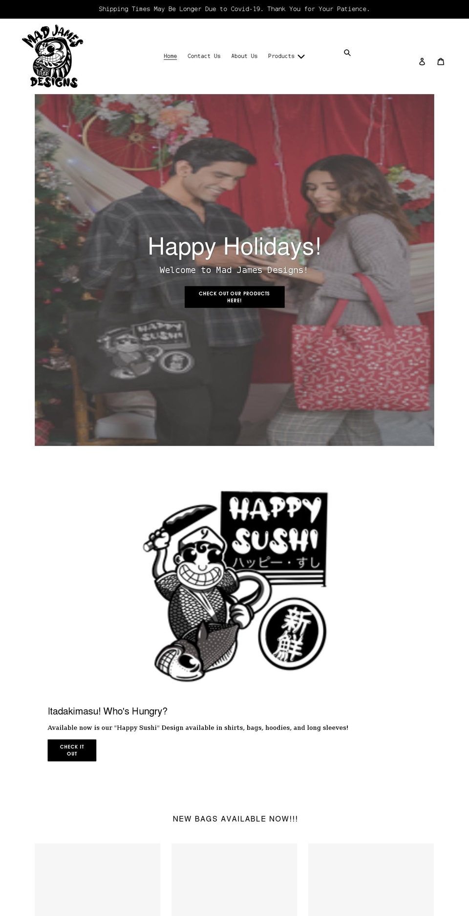 madjamesdesigns.com shopify website screenshot