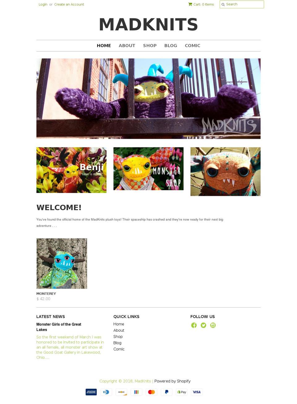 madknits.com shopify website screenshot