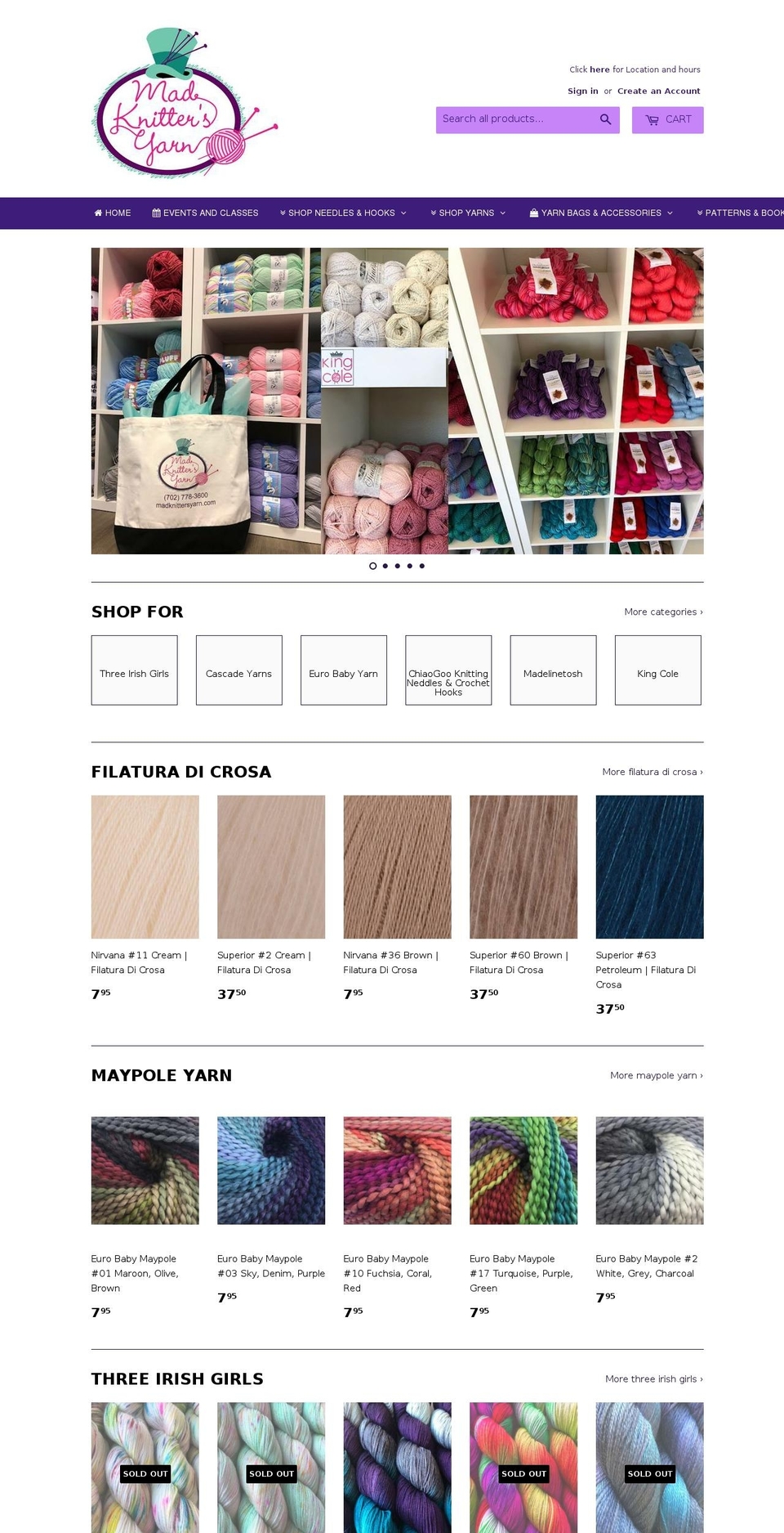 madknittersyarn.com — Shopify storefront screenshot