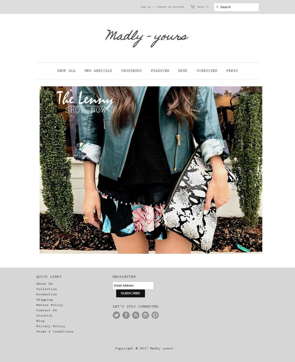madlyyourscollection.com shopify website screenshot