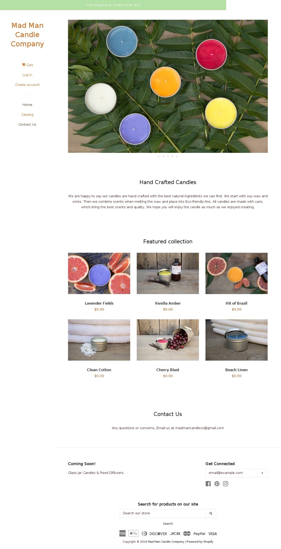 madmancandleco.com — Shopify storefront screenshot