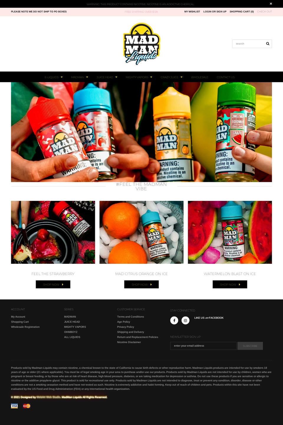 madmanliquids.com shopify website screenshot