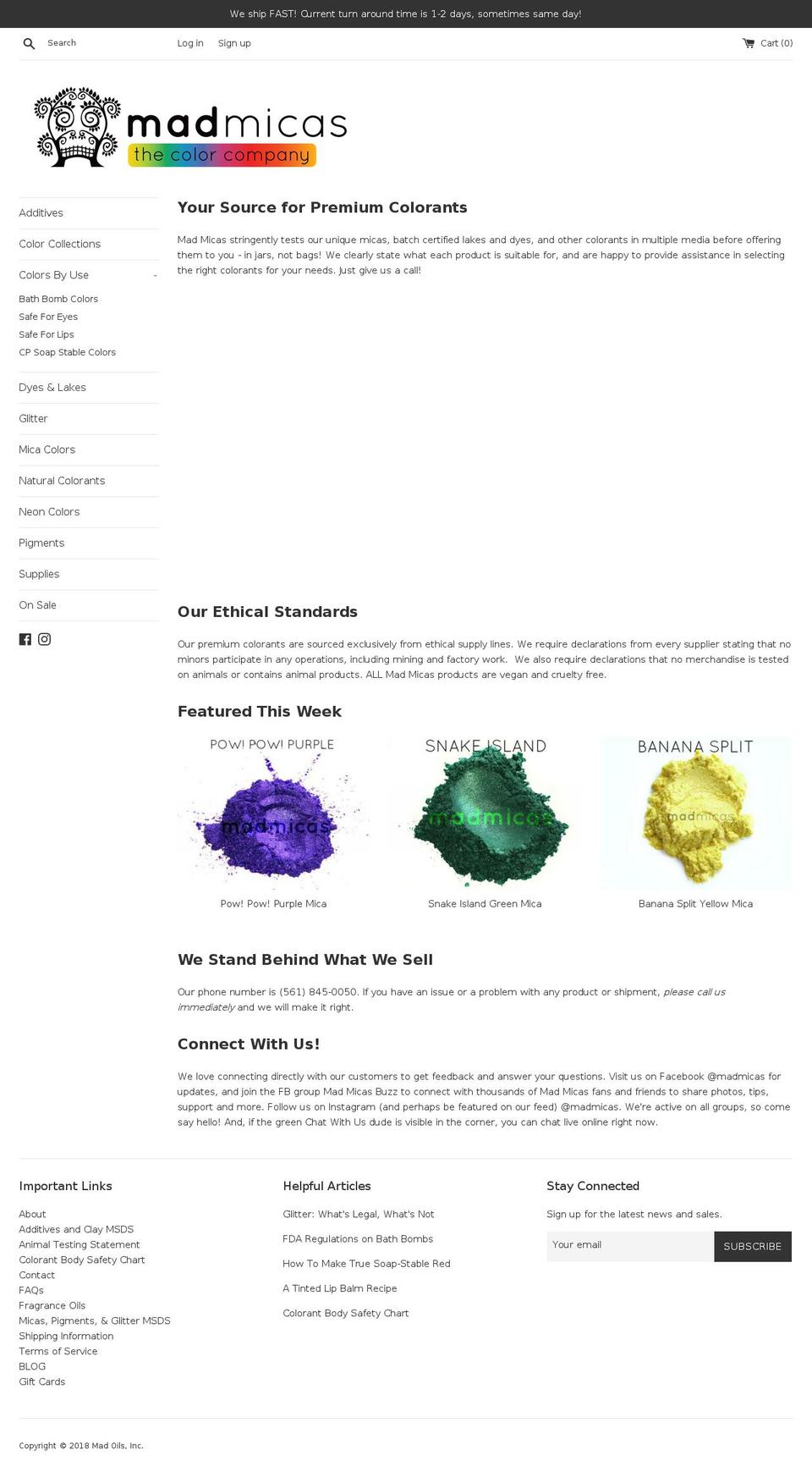 madmica.com — Shopify storefront screenshot