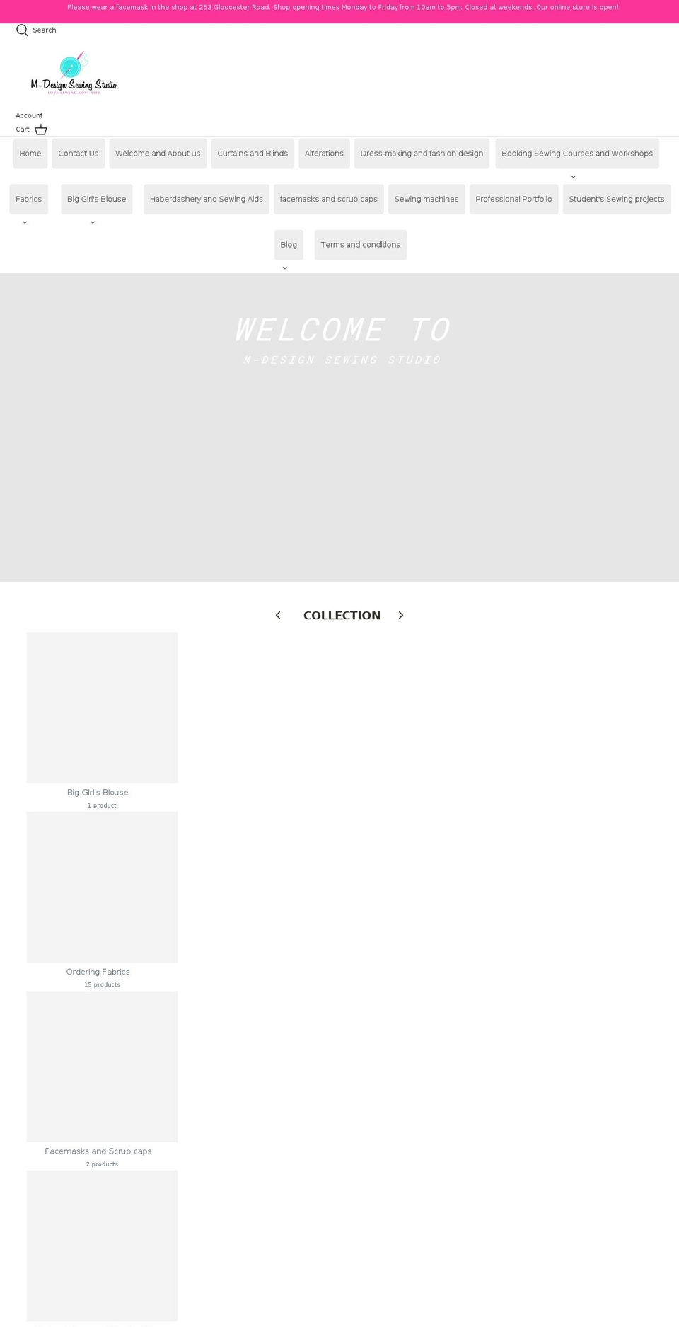 madonsewing.co.uk shopify website screenshot