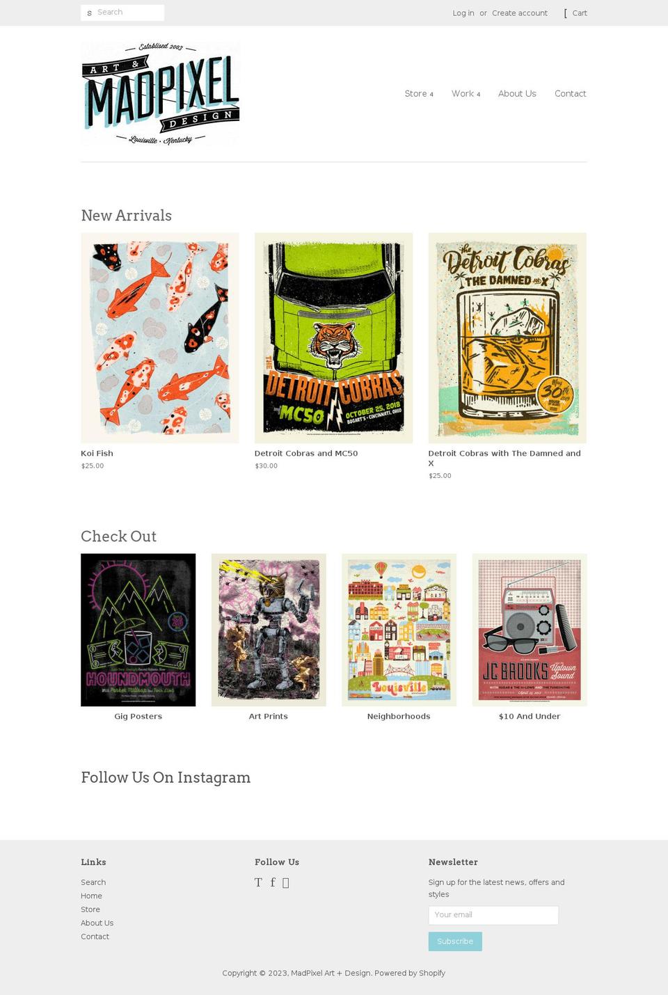 madpixel.myshopify.com shopify website screenshot