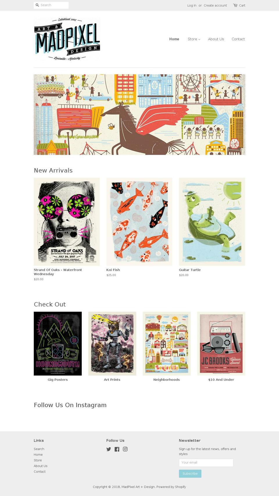 madpixelartanddesign.com shopify website screenshot