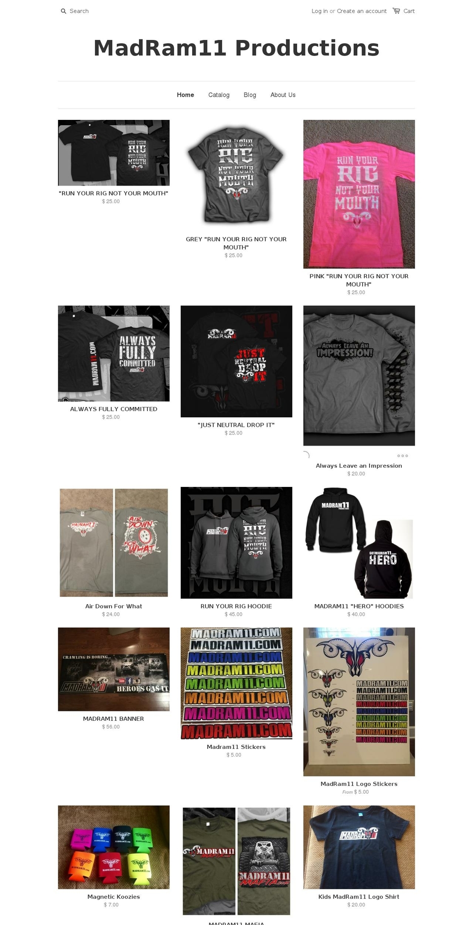 madram11productions.com shopify website screenshot