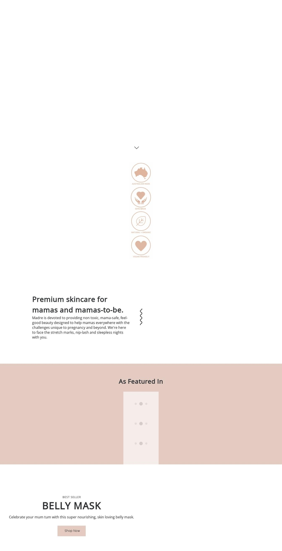 madreaustralia.com shopify website screenshot