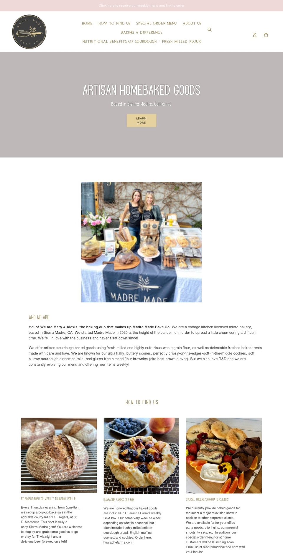 madremadebakeco.com shopify website screenshot