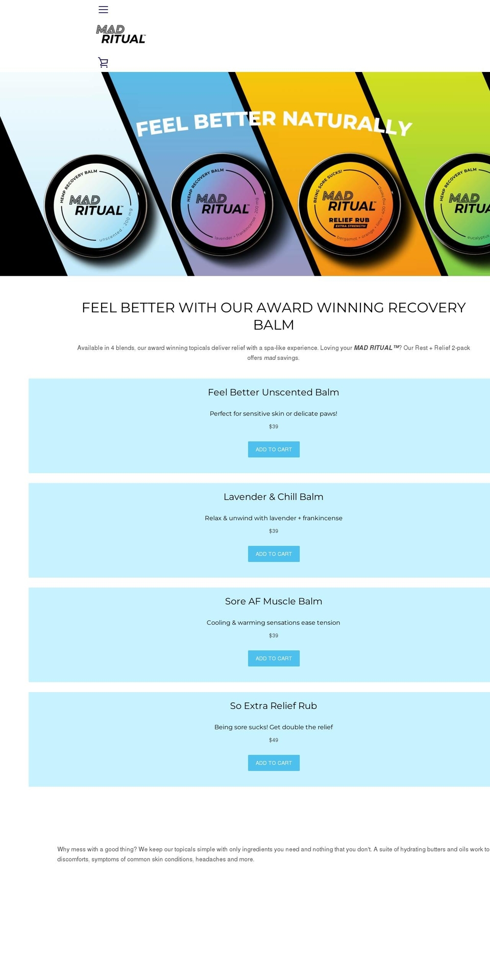 madritualhemp.com shopify website screenshot