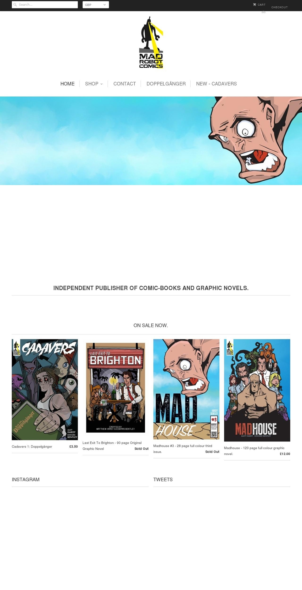 madrobotcomics.com shopify website screenshot