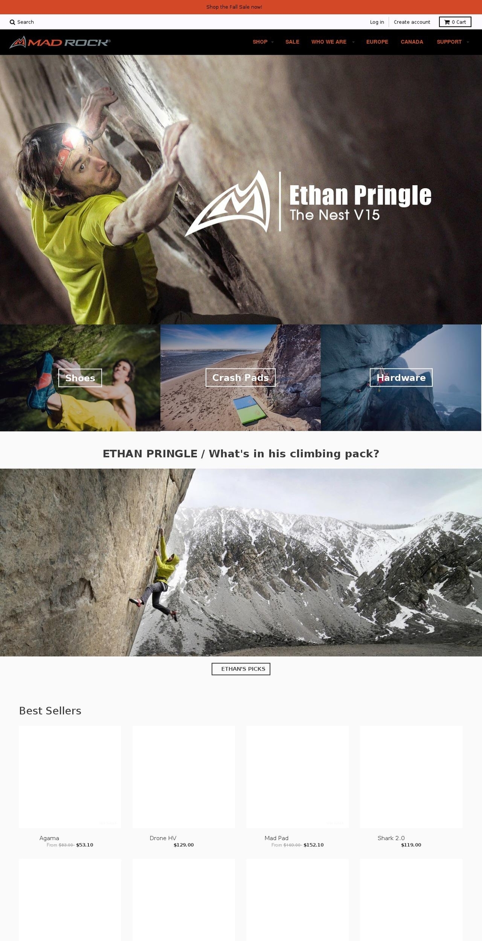 madrockclimbing.com — Shopify storefront screenshot
