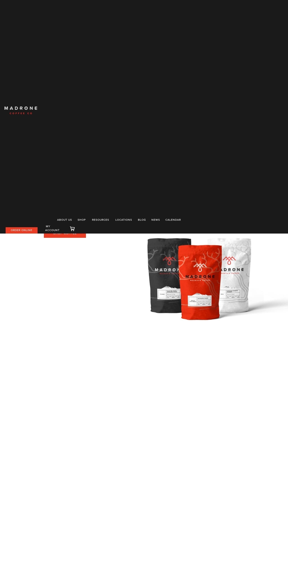madronemountaincoffee.com shopify website screenshot