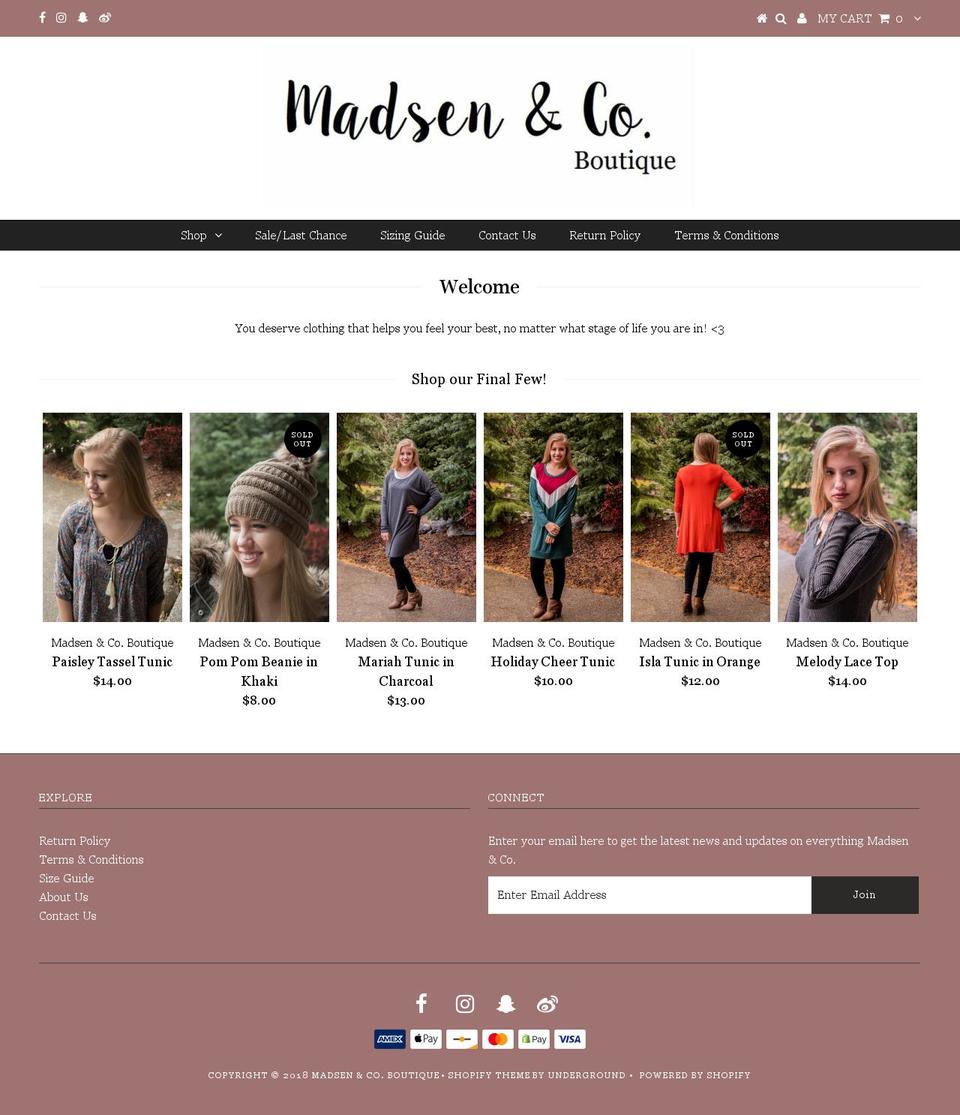 madsenandco.com — Shopify storefront screenshot