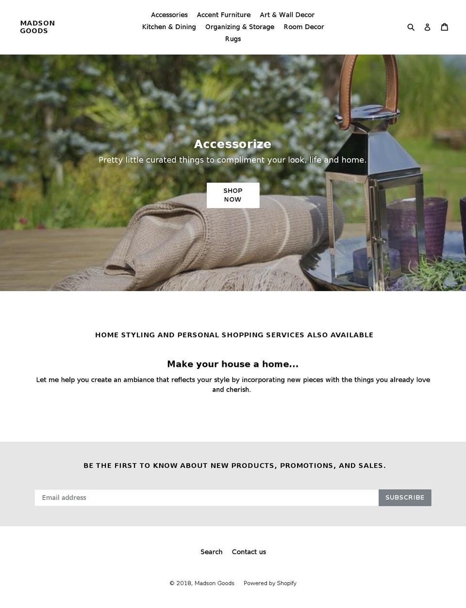 Birch Shopify theme site example madsongoods.com