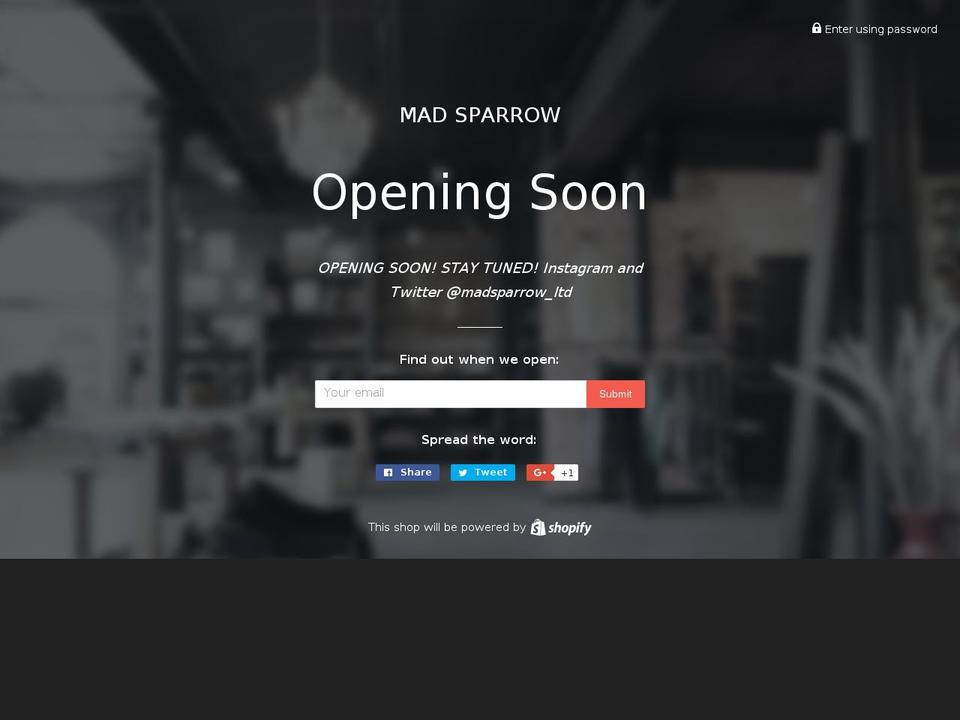 madsparrow.com shopify website screenshot