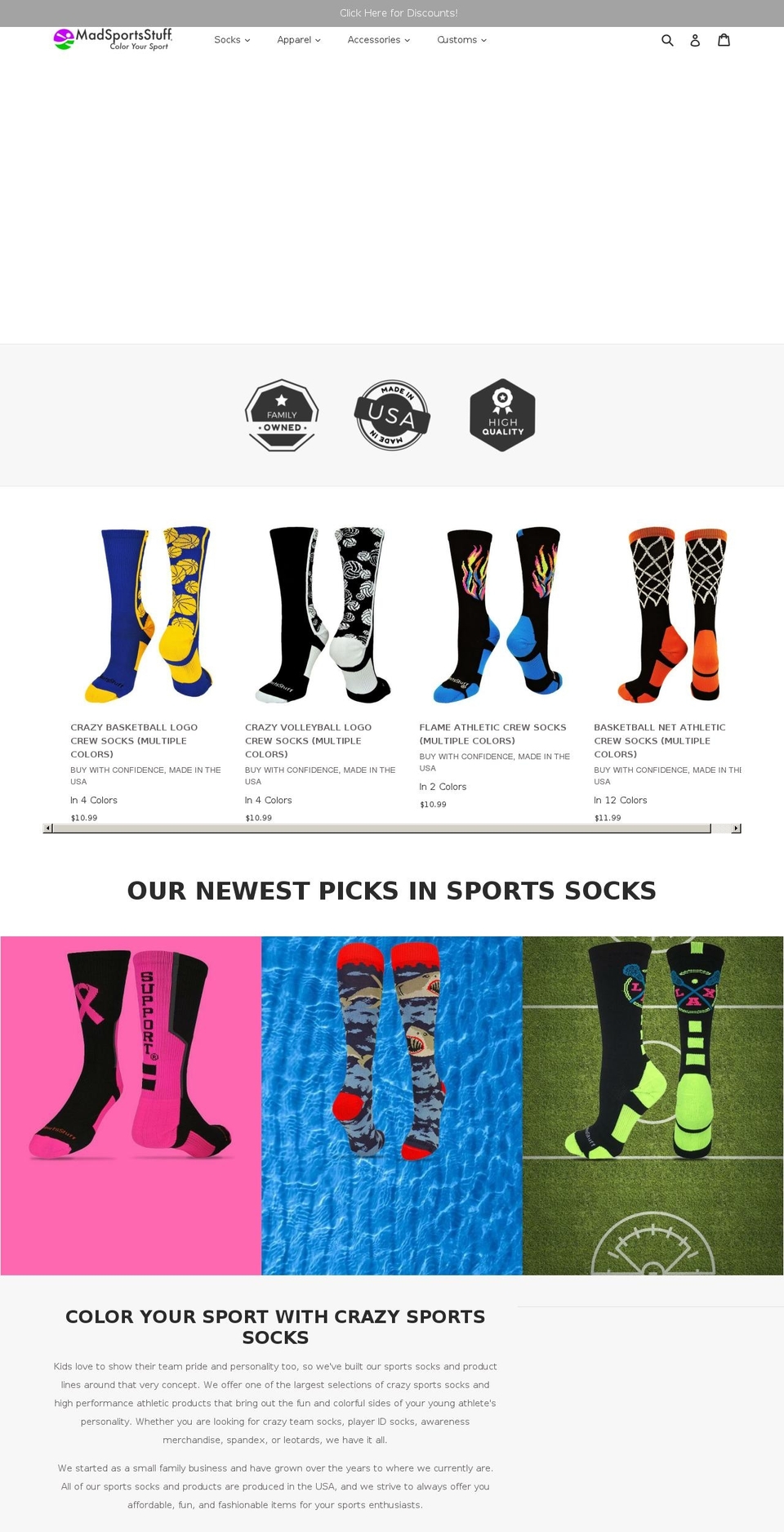 madsportsstuff.com — Shopify storefront screenshot