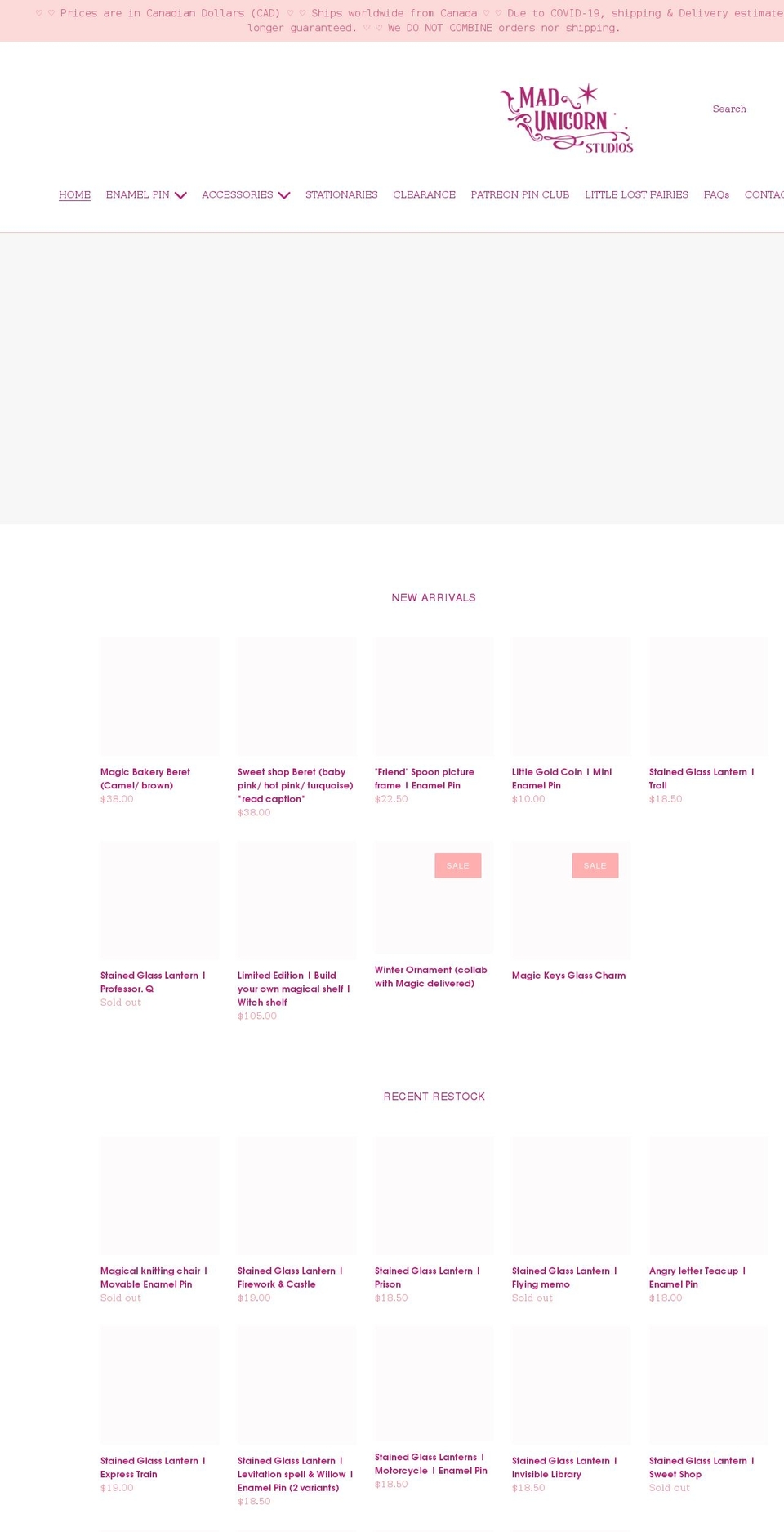 madunicornstudios.com shopify website screenshot