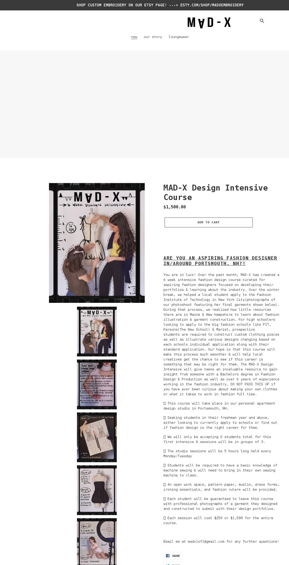madx1of1.com shopify website screenshot