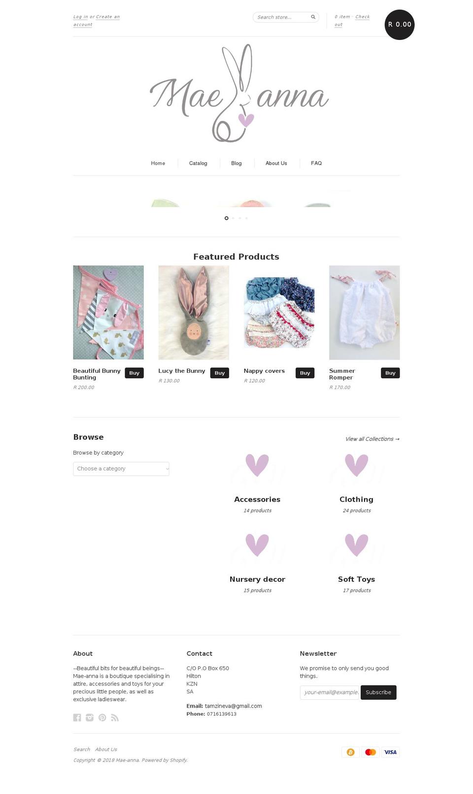 mae-anna.com — Shopify storefront screenshot