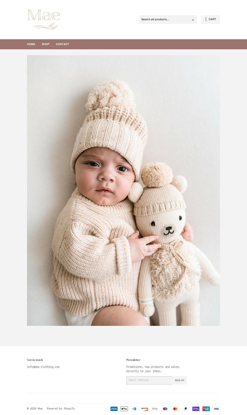 mae-clothing.com shopify website screenshot