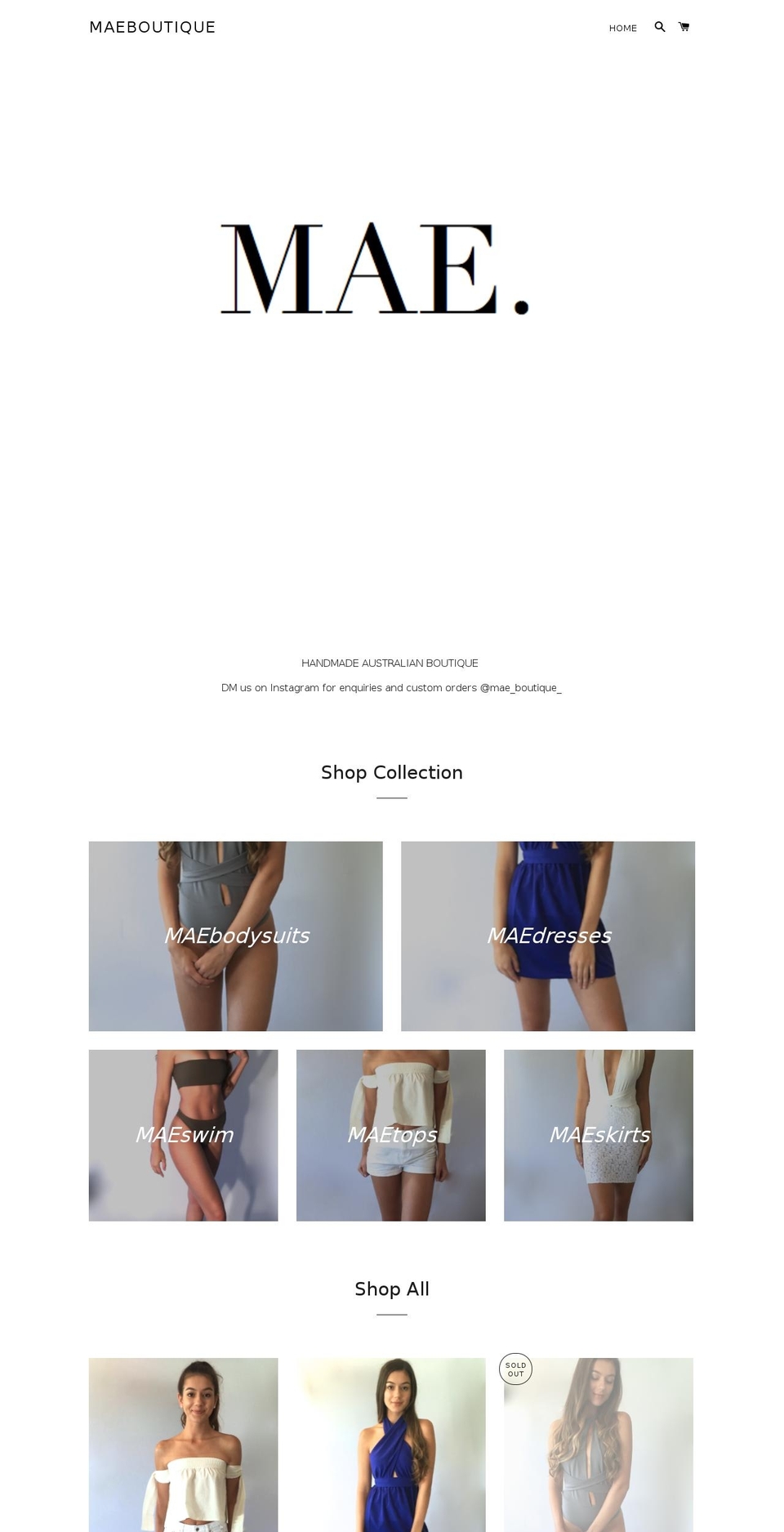 maeboutique.com shopify website screenshot